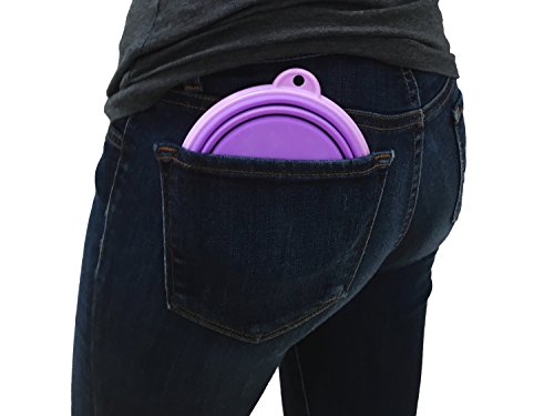 Prima Pet Collapsible Silicone Food and Water Travel Bowl with Clip for Dog and Cat, Small (1.5 Cups) - color: PURPLE, size: SMALL (1.5 CUPS)
