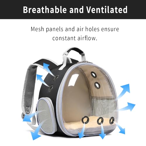Bunny Carrier, Guinea Pig Carrier,Small Animal Carrier Backpack for Rabbit,Bearded Dragon, Lizard,Hamster,Kitten. Breathable Pet Travel Cage Bag Perfect for Vet Visits & Outdoor Adventures (Black) - color: black