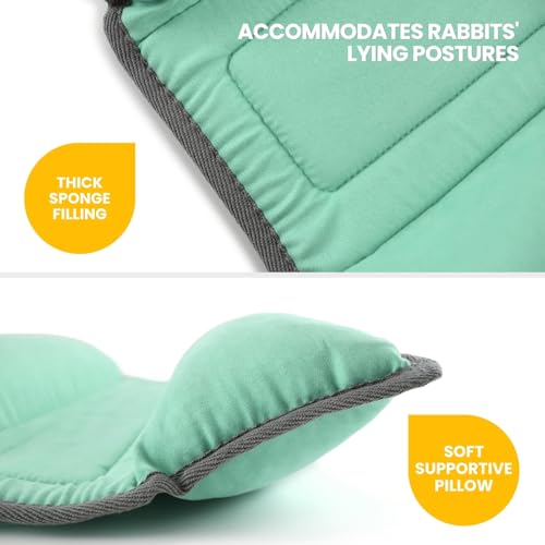 Rabbit Bed, Washable Bunny Pillow, Reversible Lounger Pad, Soft Small Animal Bedding, Stress Relief Pet Mat for Kittens, Guinea Pigs, Puppies - color: Light Green