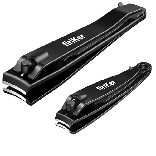 firiKer Nail Clippers with Nail File,Fingernail Clipper,Toe Nail Clippers | Nail Clipper Set (Black), Large for Toenails,Small for Fingernails, Used Separately, Ideal Gift for Men and Women - color: Black