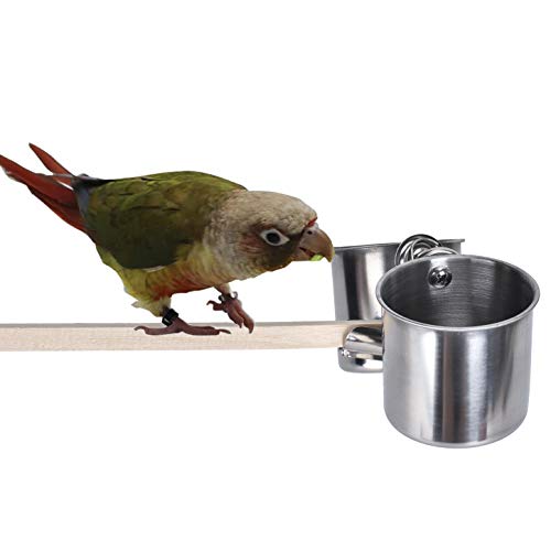 TBWHL Parrot Feeding Cups Hanging Pet Animal Stainless Steel Birdcage Bowls Bird Bowls for Cage Parakeet Birds Cage Accessories Suitable Small and Medium Bird S