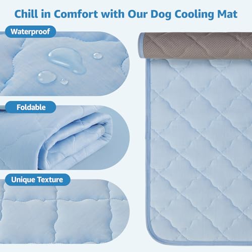 LOOBANI Dog Cooling Mat for Large Dogs - 40" x 28" Cooling Mat for Pet with Anti-Slip Bottom, Washable Q-MAX>0.5 Arc-Chill Pet Cool Mat for Dogs, Cats, Bed, Sofas, Crate, and Kennels - color: Blue, size: Large (40''x28'')