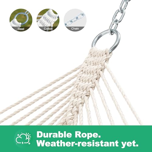 GAFETE Rope Hammock for Outside 2 Person, Handwoven (Natural Beige, Medium) - color: Natural Beige, size: Medium