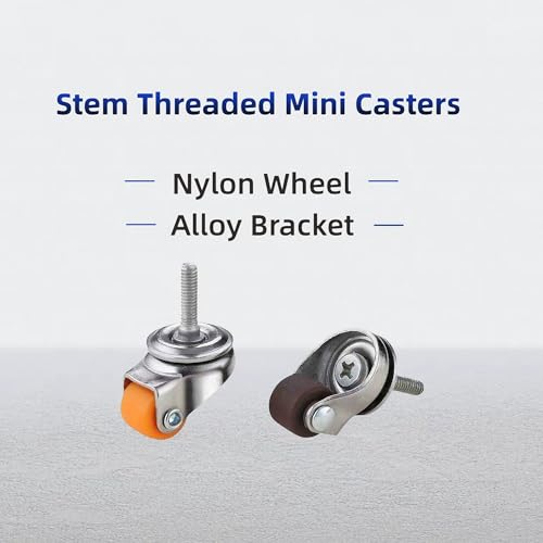 0.5 inch Mini M4 Stem Casters M4x15 Bolt Threaded Wheel,TPR Mute Rubber Swivel Single Caster Screws in Wheels -Brown - color: Brown, size: StemThreaded 0.5"-M4X15