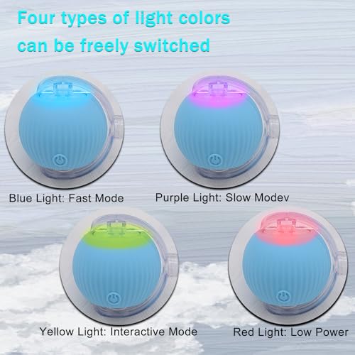Interactive Cat Dog Toy Ball with LED Light, Automatic Rolling(Blue) | String Tail and LED Light Design, Motion Activated, Suitable for Interactive Indoor Pet Play and Exercise - color: Blue