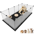 Tresbro Guinea Pig Cage with Waterproof Mat & 12 Transparent Panels, Bunny Enclosure and Indoor Guinea Pig Playpen 48''L x 24''W x 16''H, Small Animal Playpen for Hamster, Hedgehog, Kitten, Rabbit - size: 12 Panels with flat mat
