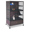 5-Tier Rolling Ferret Cage Large, 60" H Small Animal Mansion for Chinchilla/Squirrel, Multi-Level Habitat with Hammock, Lockable Doors & Ramps, Ideal for Pet Rodents, with Sturdy Back Panel
