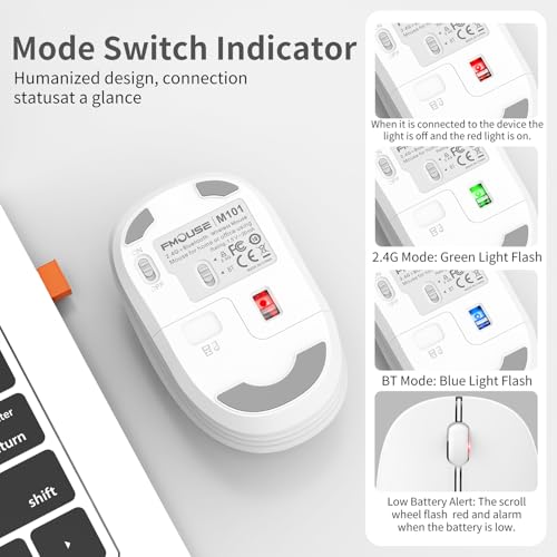 FMOUSE Cute Cartoon Silent Wireless Mouse, Dual Mode Bluetooth & USB 2.4G | Kawaii Fox Pattern, Ideal for Kids Back to School & Office | AA Battery Powered | Compatible with Laptop Mac iPad Tablet - color: Fox