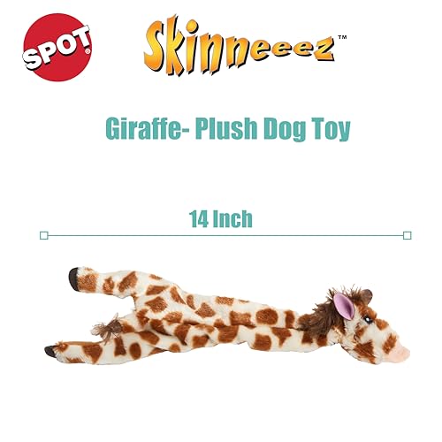 SPOT Skinneeez Giraffe 14 Inch Stuffing-Free Plush Squeaky Dog Toy – Soft Interactive Chew Toy for Small and Medium Dogs – Mess-Free Play for Light & Moderate Chewers - style: Mini Giraffe
