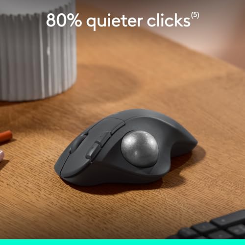Logitech Ergo M575S Wireless Bluetooth Trackball Mouse - Black Silver Ball | Easy thumb control, precise and smooth tracking, Bluetooth and includes Logi Bolt USB receiver, PC Mac compatible - color: Black + Silver Ball