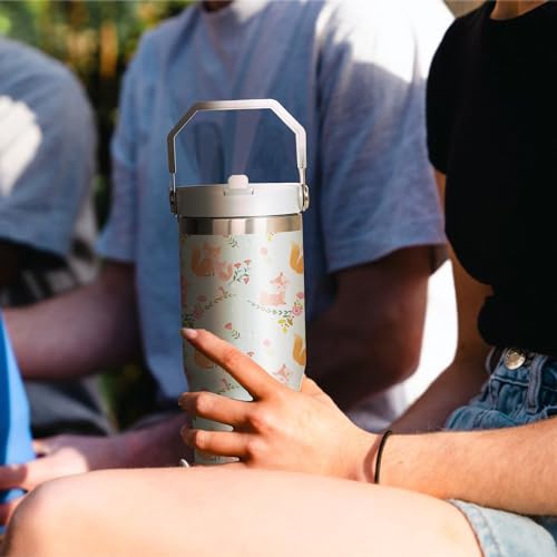 30oz Fox Tumbler with Handle and Flip Straw, Stainless Steel Insulated Cup, Travel Coffee Mug Water Bottle, Birthday Mothers Day Chritmas Gifts for Women Animal Lovers - color: Fox