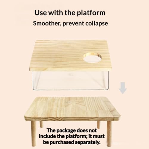 Clear Acrylic Hamster Sand Bath Box with Wood Lid Mini Pet Sandbox (B) | Transparent pet shower box with wooden cover easy clean digging hideout space saving corner design for Syrian Hamster - style: B