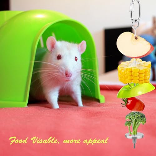 2PCS Rat Enrichment Foraging Toys, Stainless Steel Vegetable Skewer | Foraging Hanging Feed Tool for Hamster Rodents Bird Parrots, Fancy Mice Cage Accessories Puzzle Toy Slow Feeder