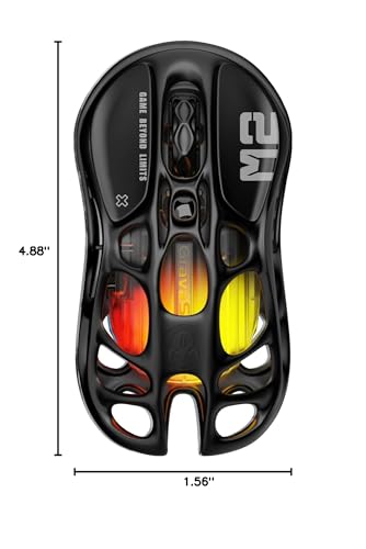 GravaStar Mercury M2 Wireless Gaming Mouse with 26,000 DPI, PAW3395DM Sensor -79g Lightweight Hollowed-Out Design -5 Programmable Buttons -5 Dynamic Lightsync RGB - color: Stealth Black