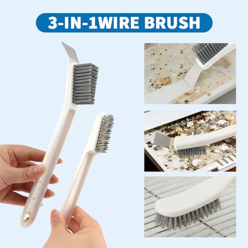Bird Cage Cleaning Brush Kit 4 Pcs, Bird Poop Remover Tools | Multifunctional Small Animal Cage Cleaner for Bird Cages, Rabbit Cages, Hamster Cages, Parrot Cages