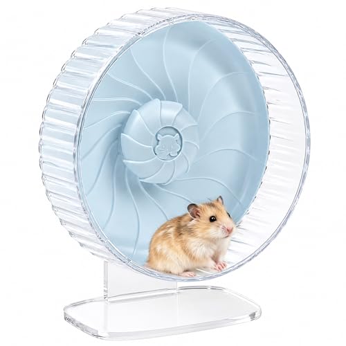 10 inch Silent Hamster Wheel with Adjustable Stand, Large Size, Blue | Large Size, Double-Bearing Design, Adjustable Stand, Smooth-Rotating Exercise Wheel for Syrian Hamsters and Gerbils - color: Blue With Stand, size: 10in