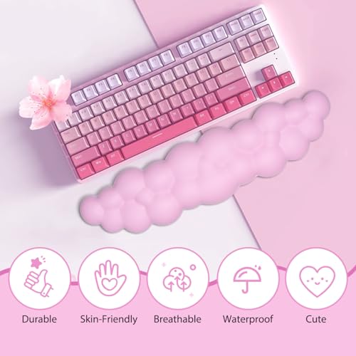JIKIOU Upgrade Leather Cloud Wrist Rest for Keyboard and Mouse & Cup Pad | Wish Gift-Cute Cloud Shape, Comfortable and don’t Irritate to Skin, Non-Slip PU Base,Soft Memory Foam filled for Pain Relief - color: 05pink With Lilac