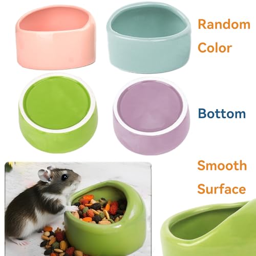 JSLZF Ceramic Hamster Bowl Small Rat Food Bowl Hamster Dish Prevent Knocking Over, Food Splashing and Chewing Feeding Dish for Gerbil Chinchilla Rat (3 PCS)