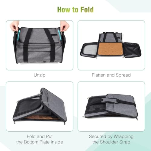 YUDODO 2 Packs 25 lbs Soft Sided Pet Carrier for Large Cat & Small Dog | Airline Approved, Lightproof Breathable Design, Side Pockets, Durable Mesh, Foldable and Portable, Grey green*2 - color: Grey green*2