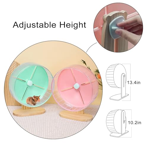 Silent Hamster Exercise Wheel,10.2 Inch Quiet Spinner Syrian Hamster Running Wheel,Anti-Skid & Adjustable Stand for Gerbils, Rats, or Other Small Pets,Green - color: Green