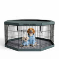 Dog Playpen with Top Cover and Bottom Pad,Foldable Playpen,8 Panels 30" H | Metal Puppy Play Pen,with Door for Indoor Outdoor,Pet Exercise Fence for Small Medium Animals - size: 30''H