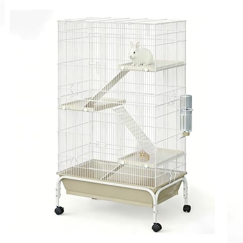 Large Metal Critter Nation Cage, 4-Tier Guinea Pig Cages, 48 Inch Height Ferret Cage with Wheels, Deep Tray, Ramp, Water Bottle & Bowl, Small Animal Cage for Chinchillas, Rabbits, Rats, Sugar Gliders - size: 47"H