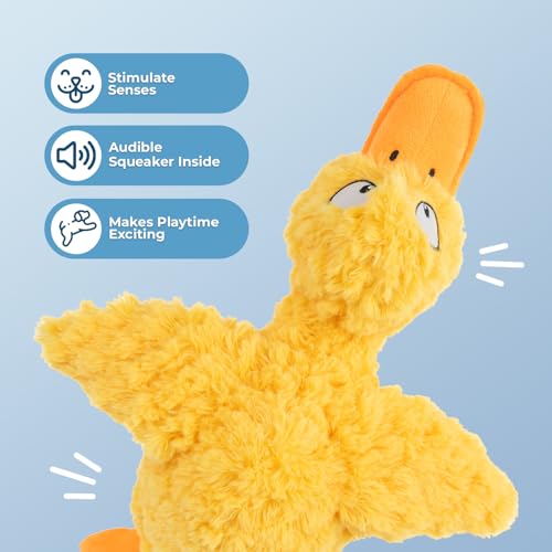 Best Pet Supplies Squeaky Plush Dog Toy - Ducky Doodle, Small | Soft Plush, Squeaks & Crinkles, Perfect for Moderate Chewers, Toss & Fetch Play, Stress & Anxiety Reliever, Ideal Gift Toy - color: Ducky Doodle (Yellow), size: Small