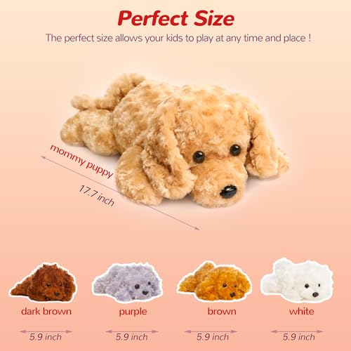 Dog Stuffed Animals Toys Gifts for Girls, Puppy Mommy with 4 Baby Puppies | Cute Stuffed Plush Toys Set for Toddlers Kids Ages 0-8+, Christmas Birthday Baby Shower Party Decor Storytime Companion Gifts - style: Dog