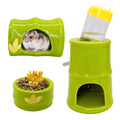 Hamiledyi Ceramic Hamster Hideout Food Bowl Water Bottle Stand Holder Dispenser Syrian House and Habitats Hide Hut Bed Cage Accessories Decor for Mice Dwarf Hamster Gerbil Rat