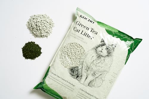 KOCHO Color-Changing Green Tea Cat Litter Pellets with Real Japanese Green Tea, Lightweight, Fast Clumping, Low Dust, Odor Control (8)