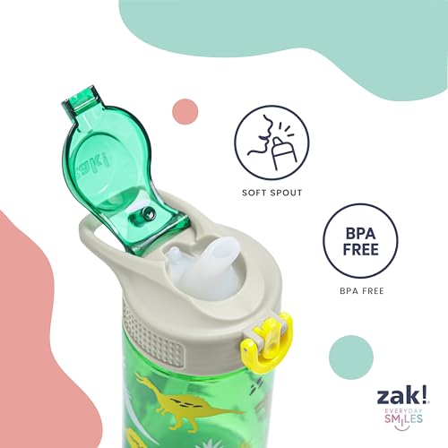 Zak Designs Construction & Rescue 16oz Leak-Proof Straw Kids Water Bottle | BPA Free Durable Plastic, Cupholder Friendly, Dishwasher Safe, Easy to Clean, Lid Lock, Handle, For School, Home, Travel - color: Construction and Rescue
