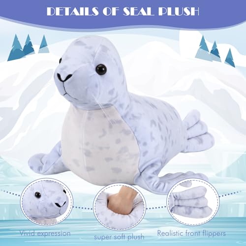 Hollowfly 5 Pcs Seals Plush Set 18" Large Seals Pillow with 4 Cute Babies Stuffed Animal in Zippered Belly Nurturing Plushes Toy Gift for Kids Adults Birthday Christmas Holiday Part - style: Seals