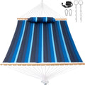 Lazy Daze 12 FT Sunbrella Quilted Hammock, Non-Fading Double Hammock | 2 Person Hammock with Pillow, Straps, Carabiners , All Weather Fade Resistant for Outside, Gateway Indigo - color: Gateway Indigo