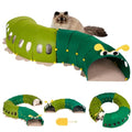 Felt Cat Tunnel, Connectable Large Cute Rabbit Tunnel Bed, with Hair Brush | Indoor Modular S Caterpillar Shape Kitten Cave, Interactive Hole Toy, Hideaway Bunny Furniture, Peekaboo Green Entertainment