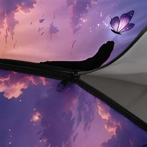 QOOMO Camping Sleeping Bags,3 Season Warm & Cool Weather,Lightweight,Waterproof Sleeping Bags for Adults & Kids,Traveling,and Outdoors,Camping Gear Equipment - color: Galaxy Butterfly Cat 10
