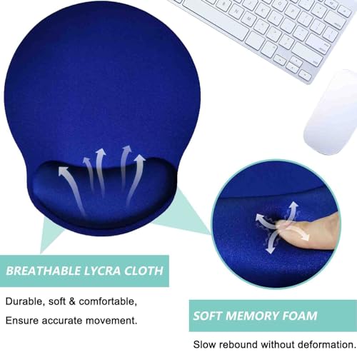 Mouse Pad with Wrist Support, Ergonomic Mouse Pad with Memory Foam Wrist Rest Cushion, Non-Slip Rubber Base Gaming Mice Pad for Home Office Computer Laptop, Blue - color: Blue