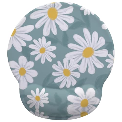 White Flowers Mouse Pad with Gel Wrist Support, Smooth Surface Ergonomic Mouse pad, Non-Slip Pain Relief Desk Mat for Gaming, Work & Office Desktop 9 - color: Flowers 9
