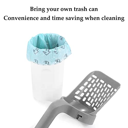 Pooper Scooper for Cat, Cat Litter Scoop with Bags, Integrated Detachable Deep Shovel Holder, Large Capacity Portable - color: White