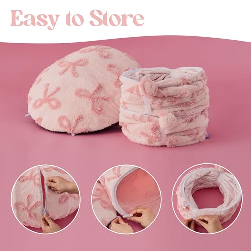 Lesure Donut Cute Jacquard Cat Tunnel Bed Kitten Toys for Puppy Bunny | 33.5x33.5x10in,Round Cat Bed Tube for Indoor Cats Rabbit Dog,Pet Peekaboo Cave Toy,Spiral Hideaway,Washable Cushion,Pink - color: Bow Pink Taffy, size: Standard (33.5"L x 33.5"W x 10"