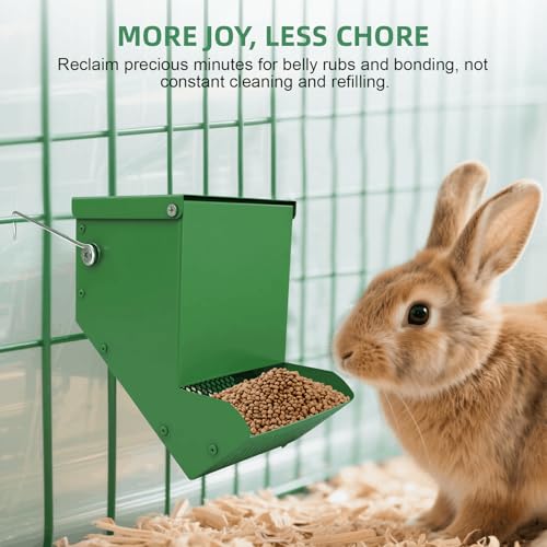 2 Packs Hay Feeder Rabbit, Metal Small Animal Feeder with Lid & Mesh Bottom, 4.7 Inch 2 LBS Capacity, Gravity Food Dispenser for Guinea Pigs Chinchillas, Cage or Outdoor Use, Green - size: 4.7 Inch (2Pcs)