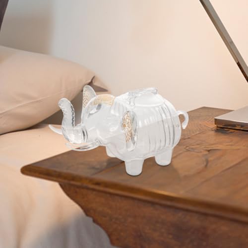 BESPORTBLE Glass Elephant Piggy Bank Clear Coin Storage Jar Animal Money Bank Change Holder Case for Kids Savings Elephant Home Decor 7.28 X 4.33 X 4.05 in