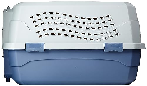 Amazon Basics Sturdy Portable 2-Door Top-Load Hard-Sided Pet Travel Carrier with Secure Ventilation, Handle, Front & Top Entry for Dogs, Cats, 22.8"L x 15"W x 13"H, Gray & Blue - color: Gray & Blue, size: 22.8"L x 15.0"W x 13.0"H