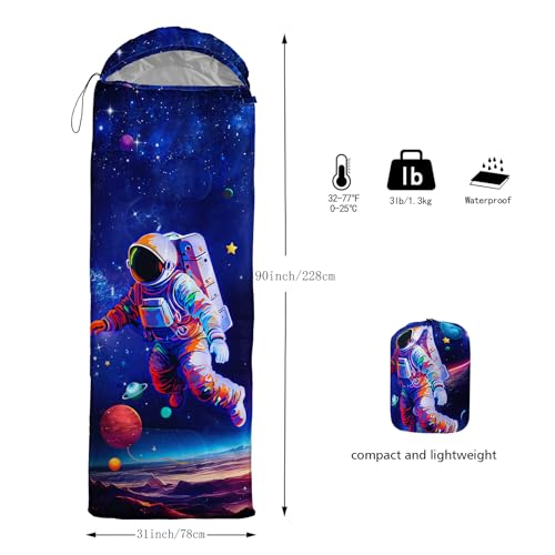 Axolotl Gamepad Sleeping Bag,3 Season Warm and Cool Weather Game Console Sleeping Bag for Boys Teens,Waterproof Lightweight Geometry Hexagonal Sleeping Bag for Traveling,Outdoors Camping,Blue,Black - color: Astronaut