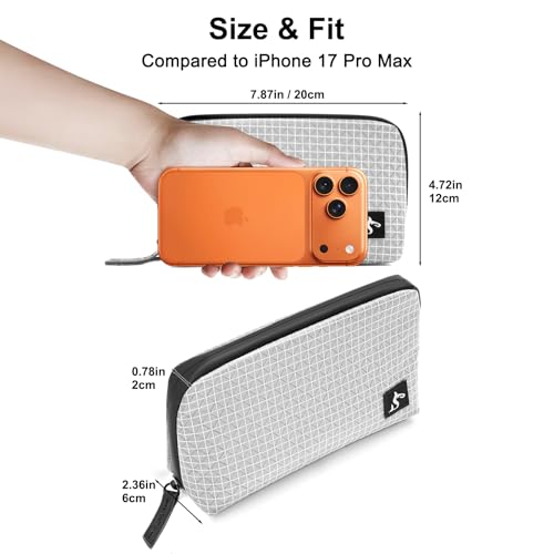 simtoper Small Electronics Organizer Travel Case – Slim Travel Cable Pouch for Small Tech Accessories, Cords, Chargers, Earbuds – Lightweight Mini Tech Bag for Backpack, Business, Travel - color: Grey Plaid, size: Small