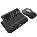 3-in-1 Ergonomic Keyboard Stand with Wrist Rest & Mouse Pad Set, Black | Comfy Keyboard Riser Holder Soft Mousepad with Massage Design, Memory Foam and Non-Slip PU Base for Pain Relief - color: Black