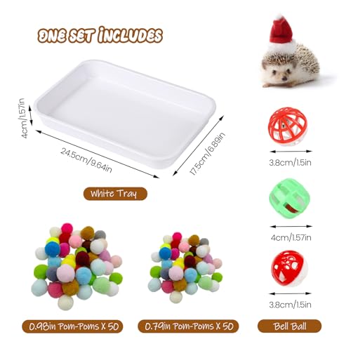 Hedgehog Dig Box Tray Set, Funny Hedgehog Enrichment Toy for Cage Accessories, Small Animal Ball Bells for Hamster Guinea Pig Ferret