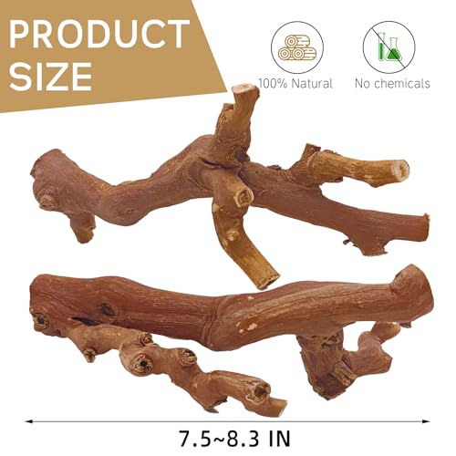 kathson 2PCS Wood Hamster Climbing Branches Decor, Natural Wooden Syrian Hamster Climb Chewing Toys, Rat Exercise Toys, Small Animal Habitat Decor Accessories for Dwarf Pets, Gerbils, Mice (7.8IN) - size: 7.8IN