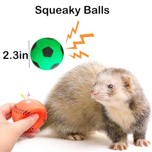 12 pcs Ferret Squeaky Toy Balls Squeaker Toys Teething Colorful Bouncy Rubber Bell Balls Mylar Crinkle Interactive Sound Toy Exercise Scratch Chew Toys for Ferrets Pet Cat Dogs - color: pattern 2