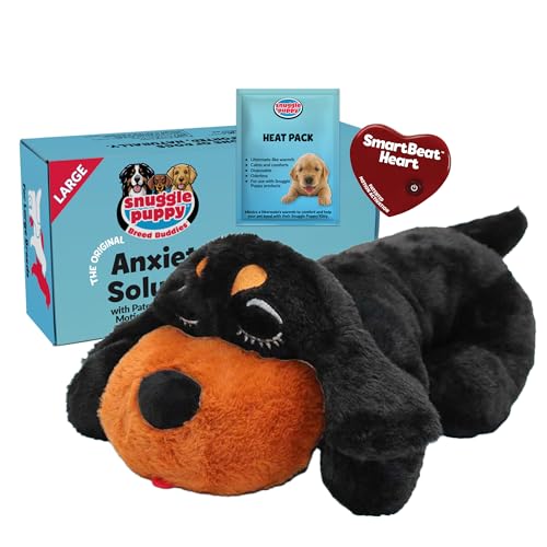Snuggle Puppy Heartbeat Puppy Toy for Large Breeds, Breed Buddies Collection-Rottweiler, Plush Dog Toy with Real-Feel Pulse and Heat Pack for Crate Time, First Nights, and Rest - color: Large Breed Rottie