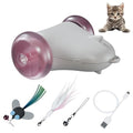 Rolling Rover – Interactive Cat Toy with RGB Wheels, Automatic Moving Mouse-Shaped Design, Feather Butterfly and Bell Attachments, Smart Motion Activated for Indoor Cats & Kittens (Pink) - color: Pink
